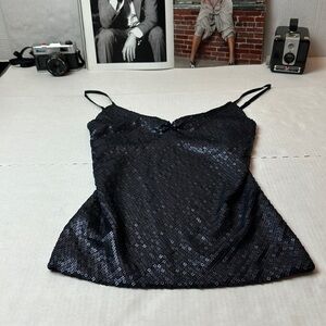 Sequin tank camisole top with mesh back